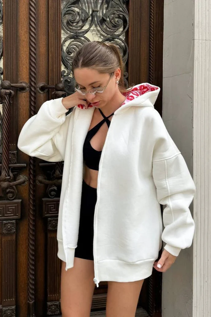 Oversized Boyfriend Lip Print Hoodie - Image 2