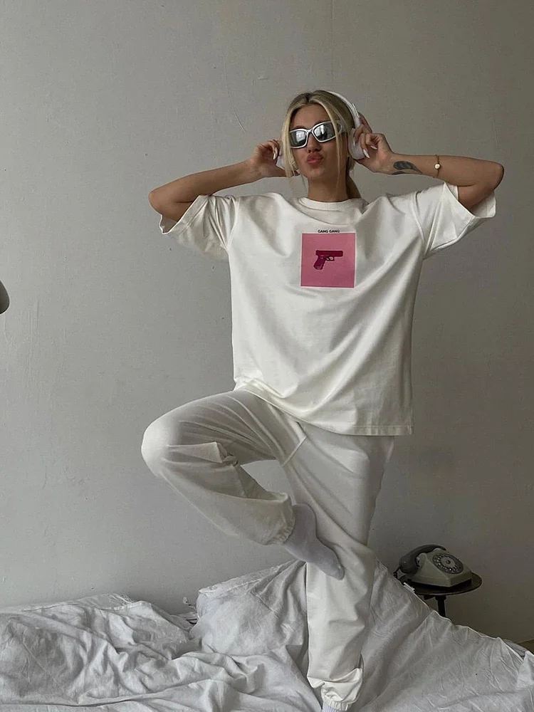 Oversized Graphic Cotton Crewneck T-shirt - Image 3