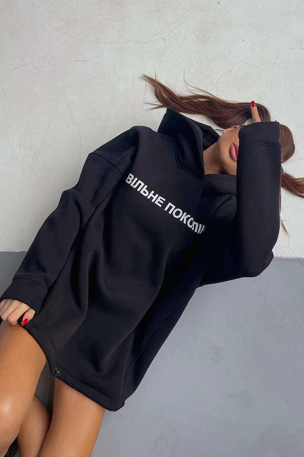 Oversized Long Sleeve Letter Print Hoodie - Image 3