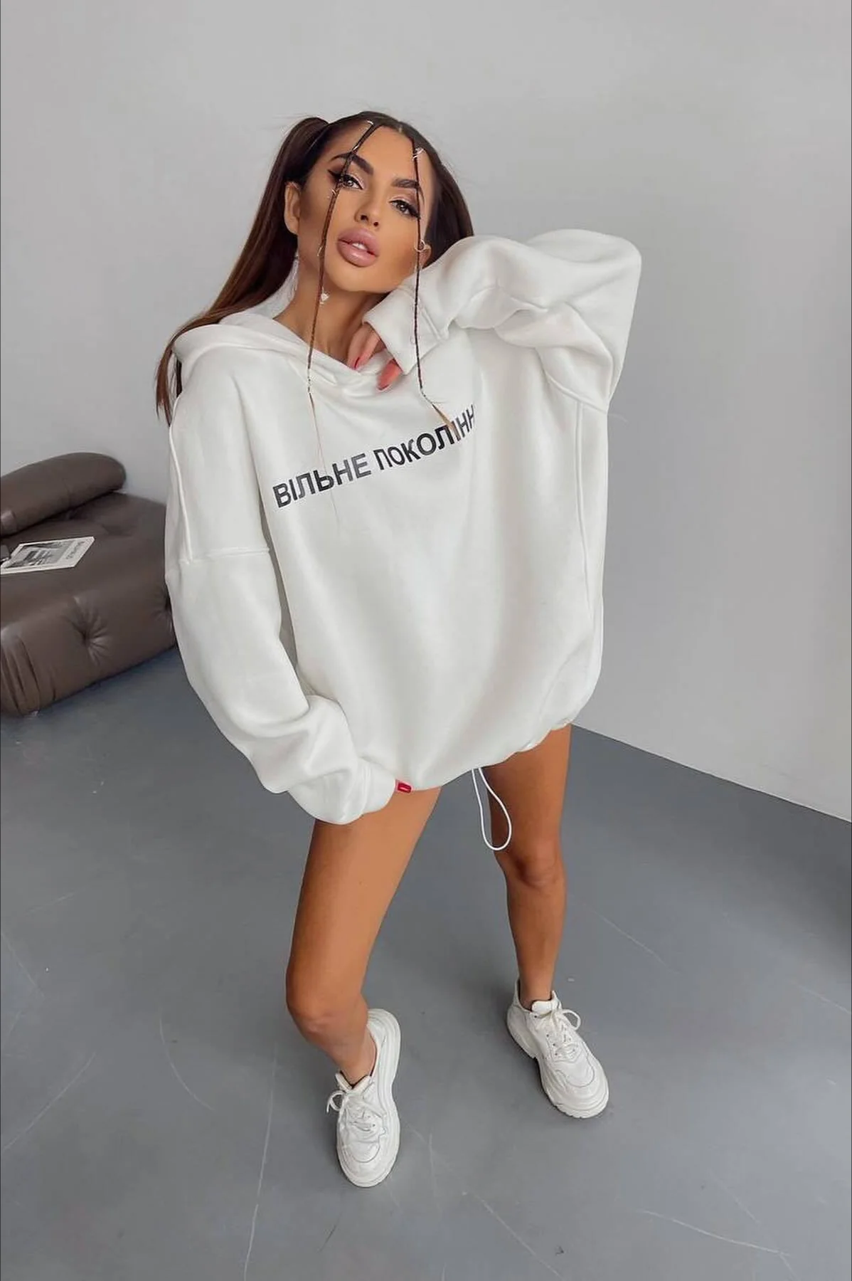 Oversized Long Sleeve Letter Print Hoodie - Image 5