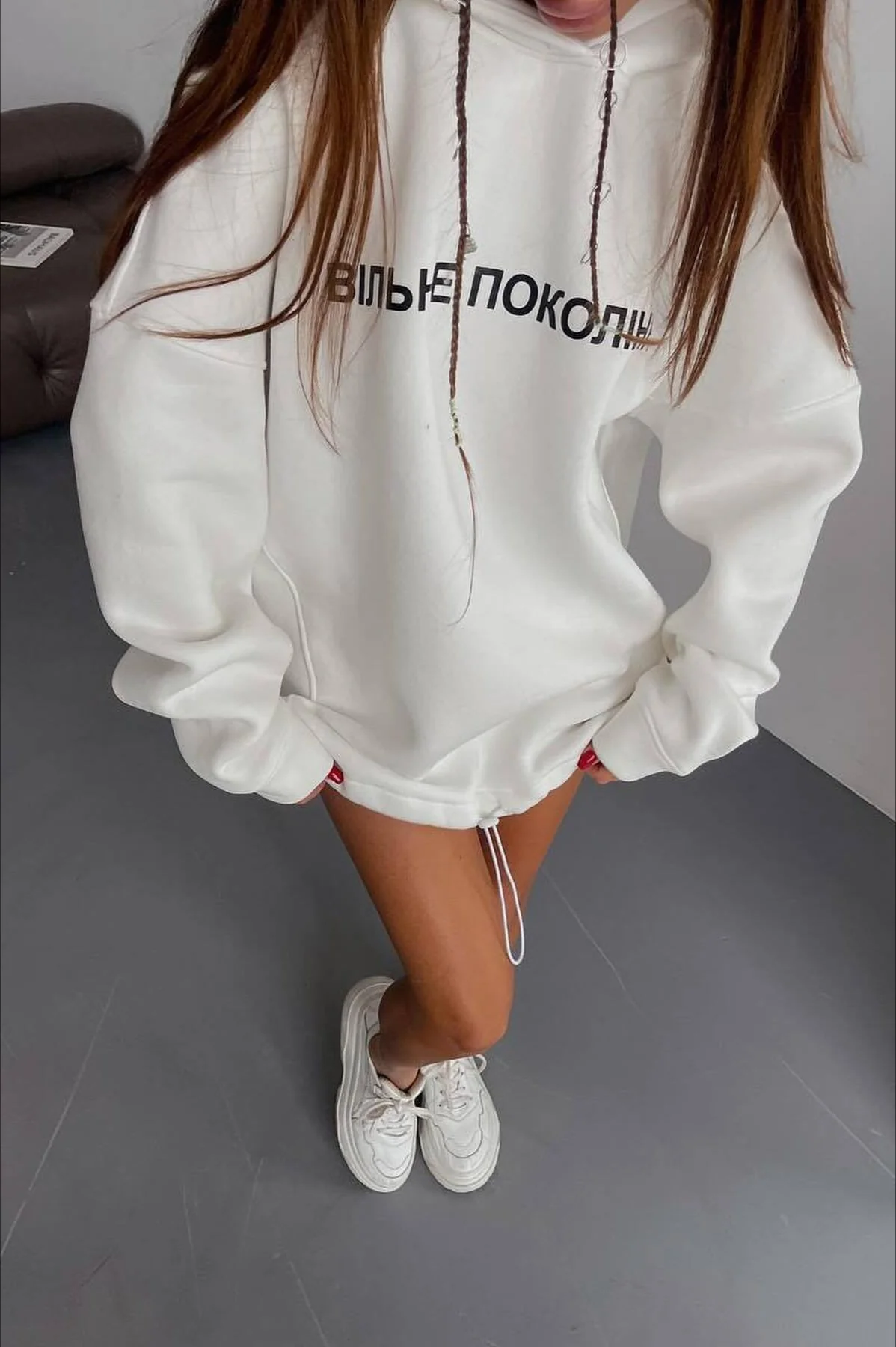 Oversized Long Sleeve Letter Print Hoodie - Image 6