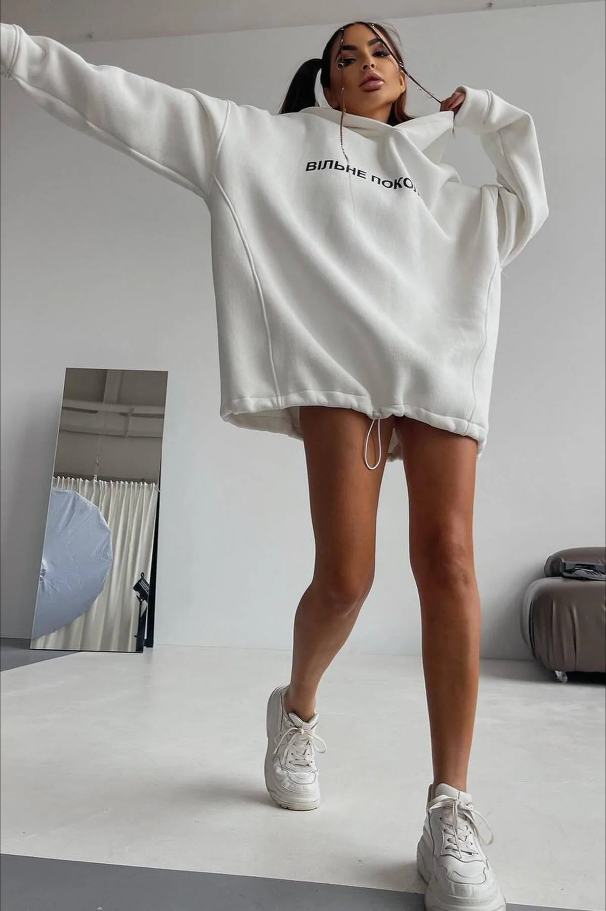 Oversized Long Sleeve Letter Print Hoodie - Image 8