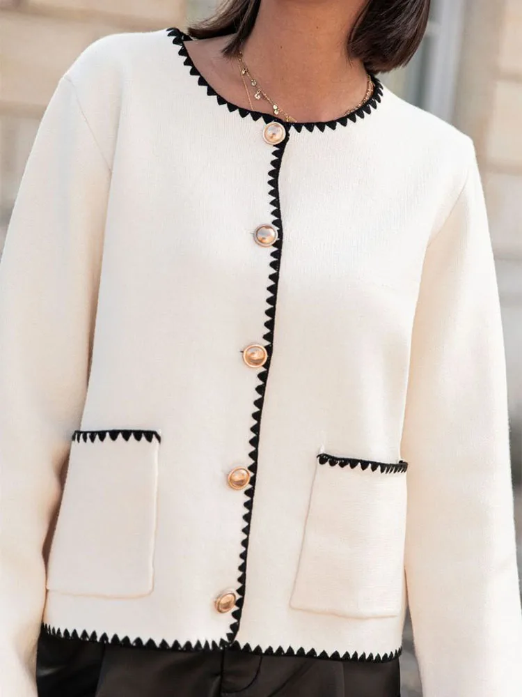 Patchwork Knitted Elegant Winter Coat - Image 2