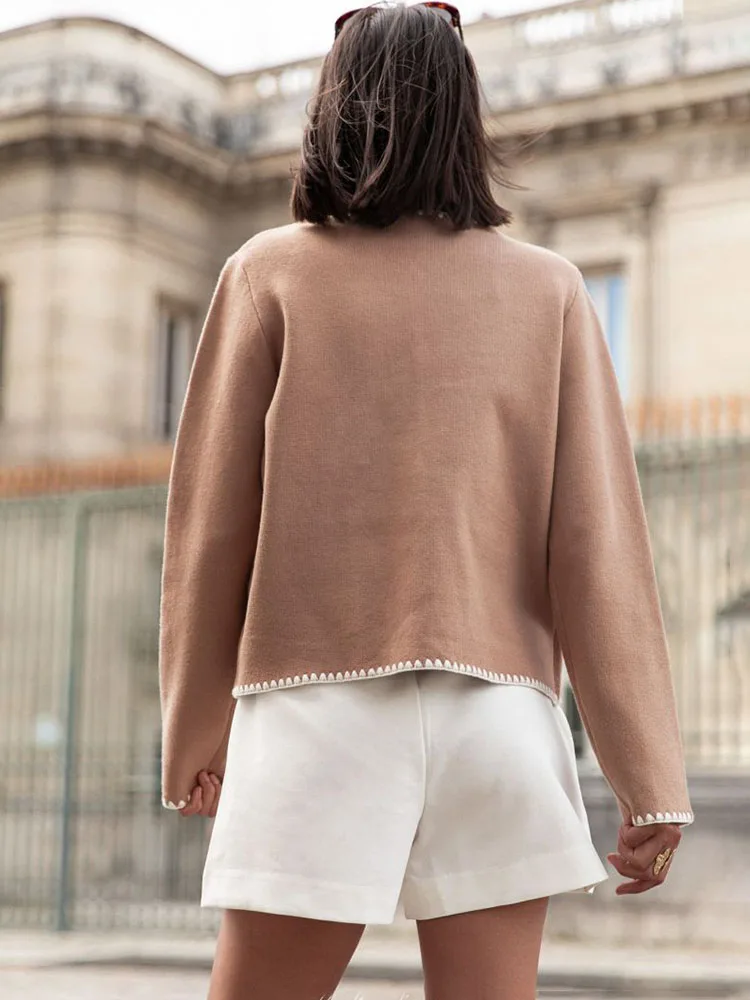 Patchwork Knitted Elegant Winter Coat - Image 6