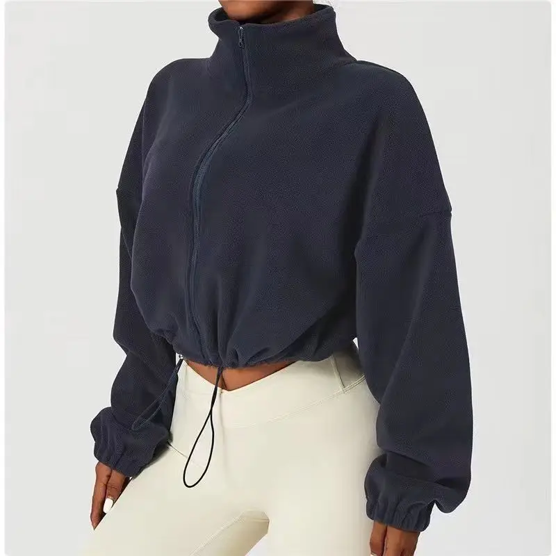 Patchwork Shirring Zipper Coat - Image 9