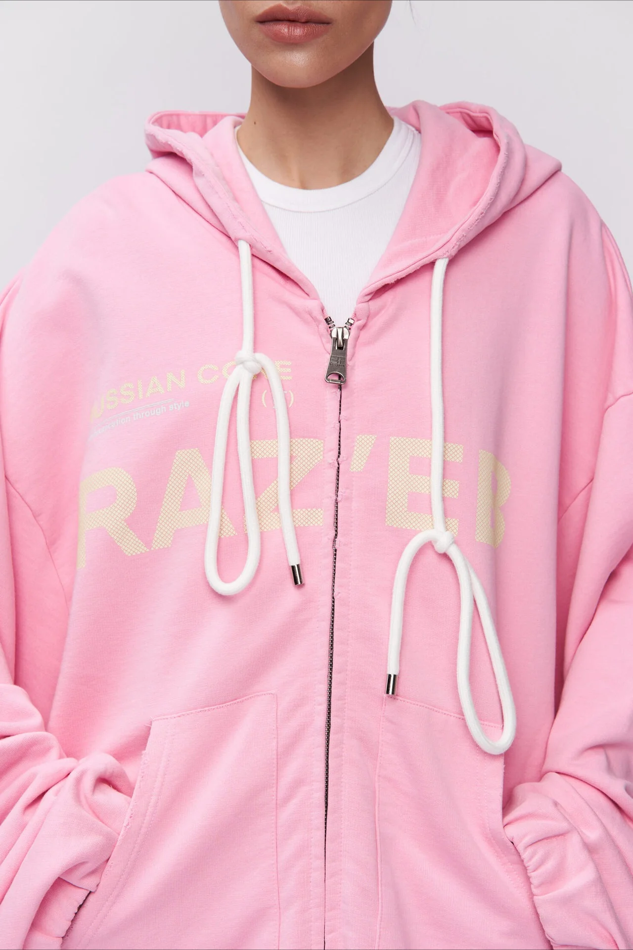 Pink Mid-length Letter Print Hoodie - Image 5