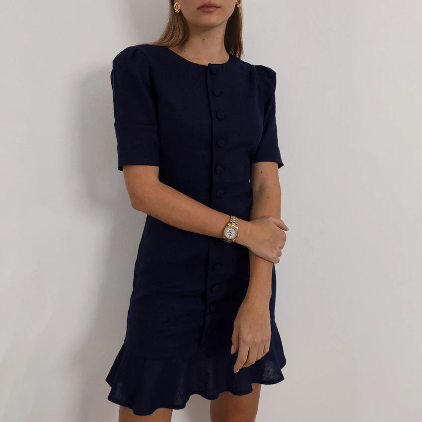 Pink Puff Sleeve A-Line Mini Dress - Image 7