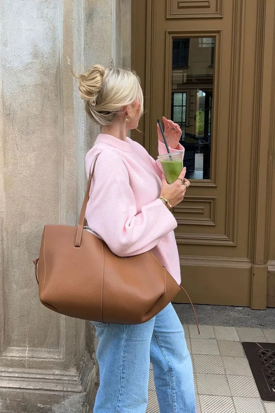 Pink Sweet Crew Neck Slouchy Pullover Sweater - Image 3