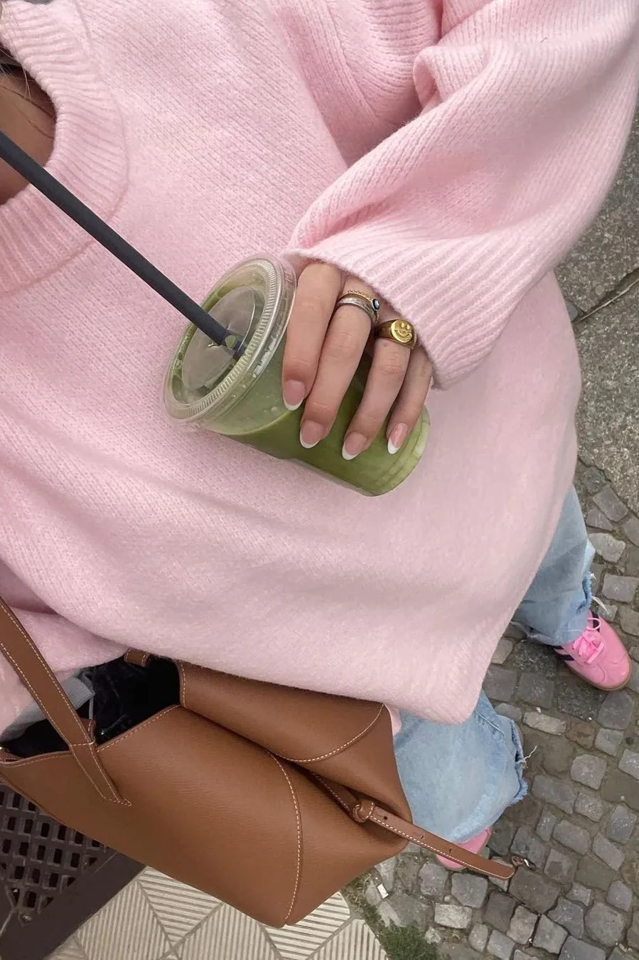 Pink Sweet Crew Neck Slouchy Pullover Sweater - Image 4
