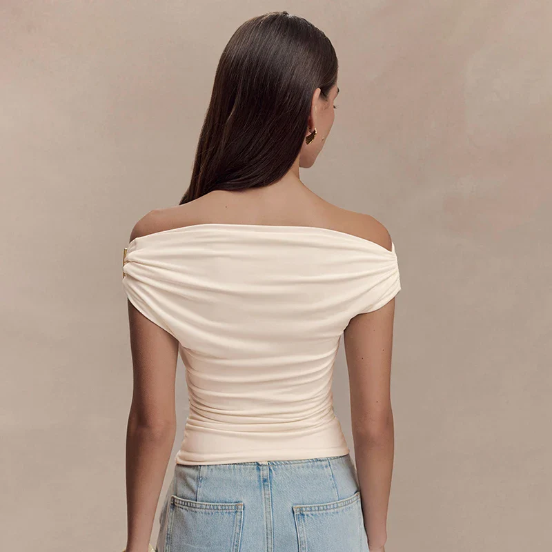 Pleated One-Shoulder Knit Top - Image 2