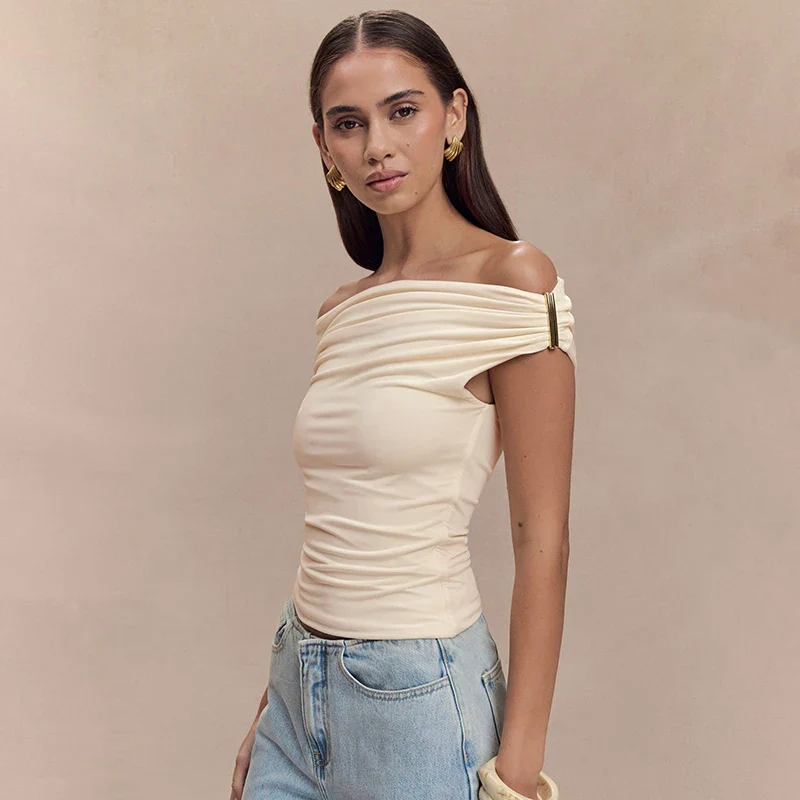 Pleated One-Shoulder Knit Top - Image 3