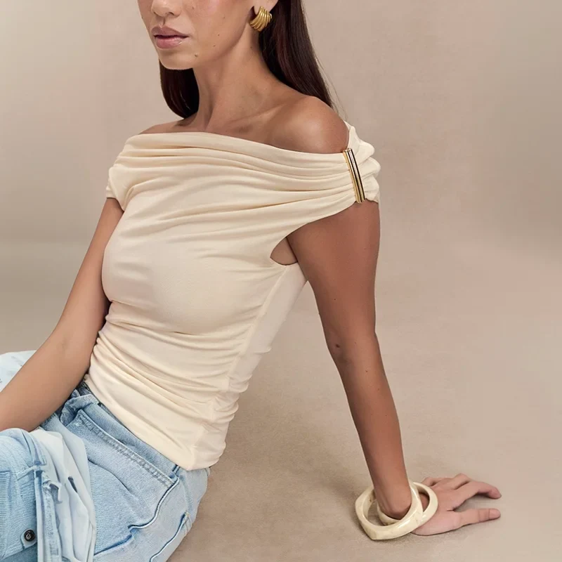 Pleated One-Shoulder Knit Top - Image 4