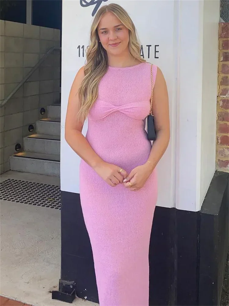 Pleated Wavy Knit Lace Maxi Dress - Image 6