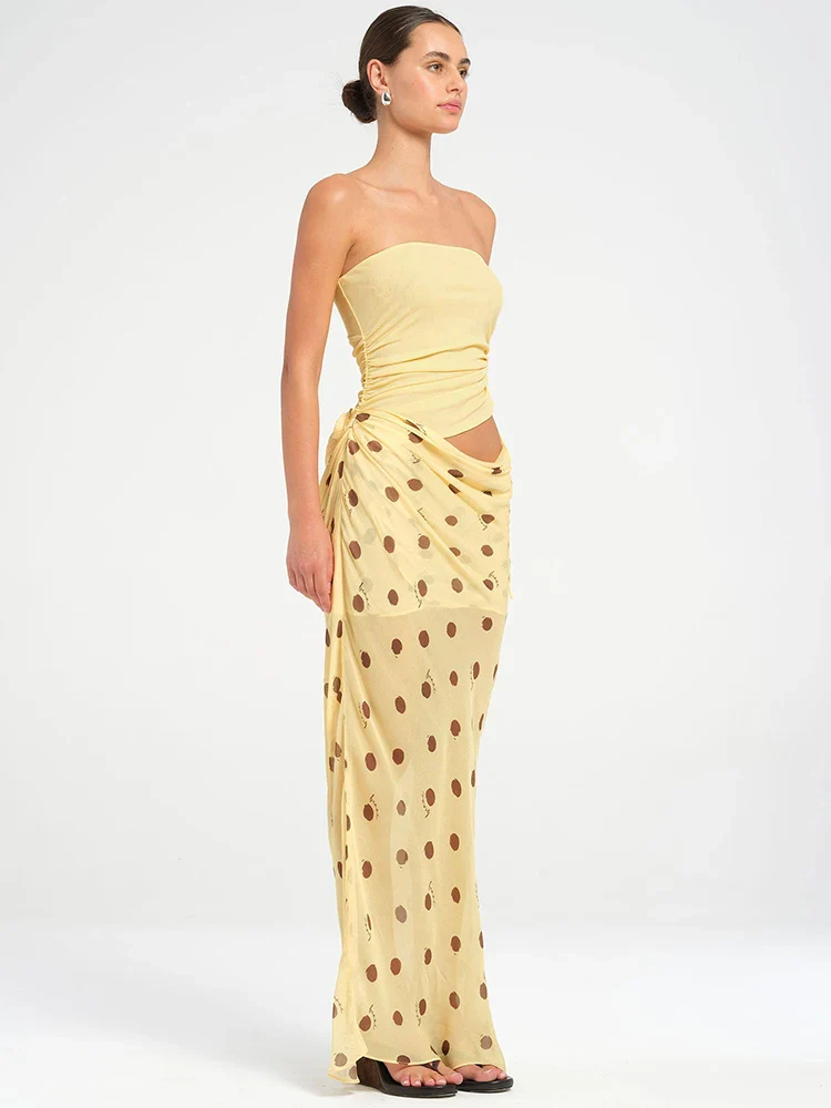 Polka Dot Patchwork Maxi Dress - Image 3