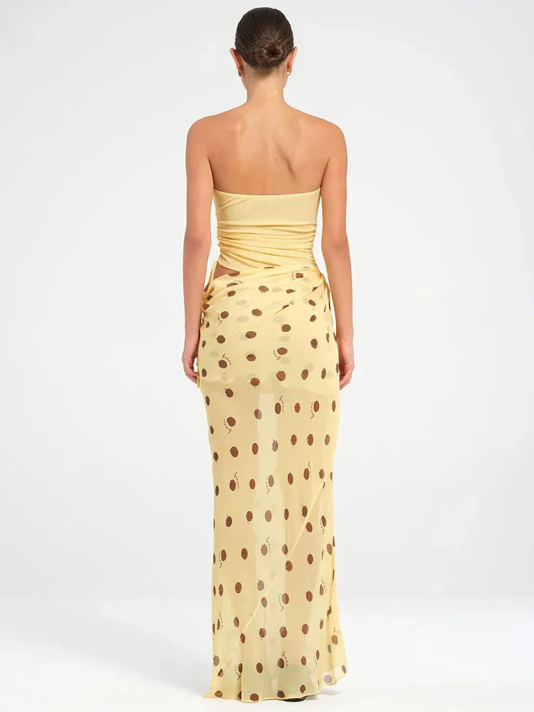 Polka Dot Patchwork Maxi Dress - Image 4