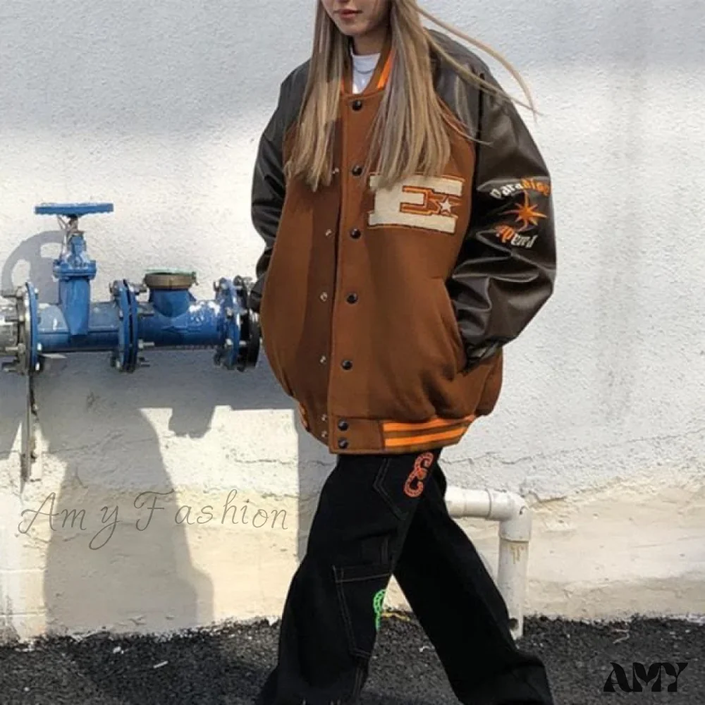 Amy Fashion - Print Loose Baseball Casual Sleeve Sports Coat - Image 4