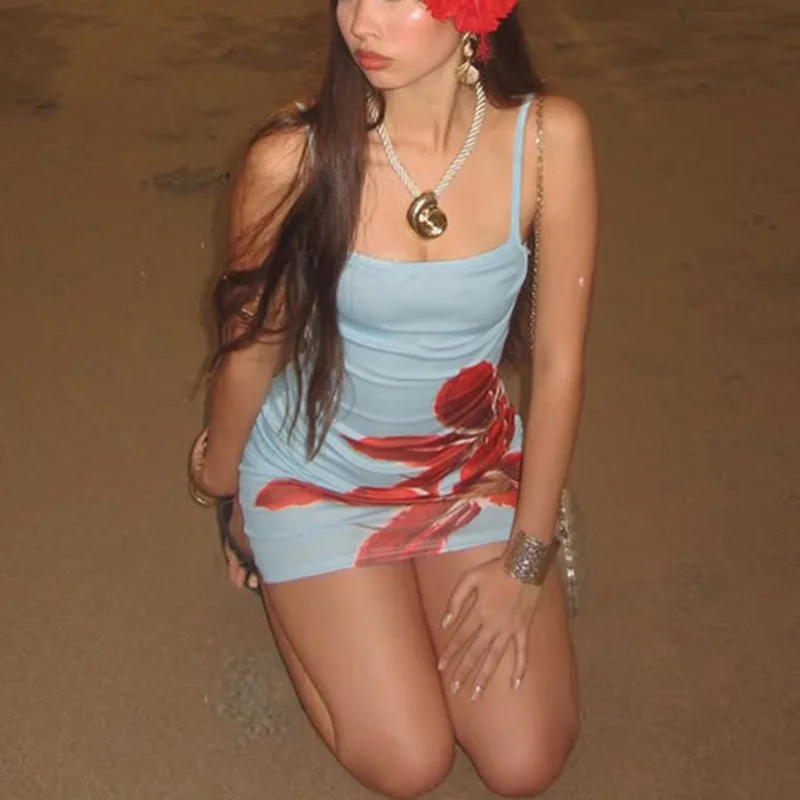 Printed Spaghetti Strap Backless Mini Dress - Image 6