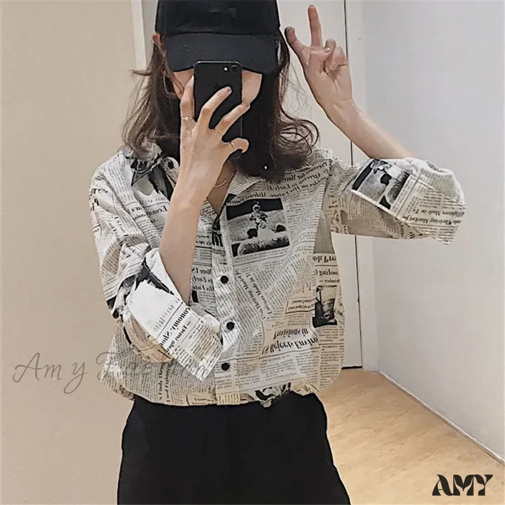 Printed Trendy Streetwear Oversize Couples Thin Tops Blouse - Image 3