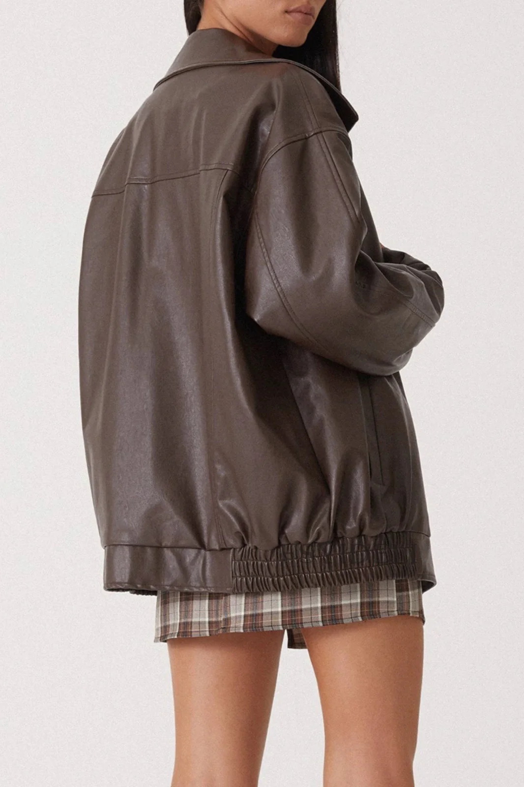 PU Leather Moto Oversized Collar Jacket - Image 4