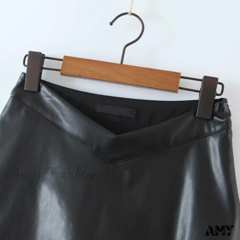 Amy Fashion - Women PU Leather Short Sexy Skirt - Image 5