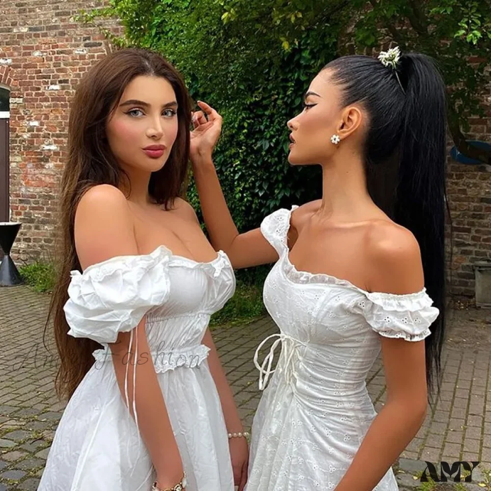 Amy Fashion - Puff Short Sleeve Square Neck Ruffles Bodycon Dress - Image 3
