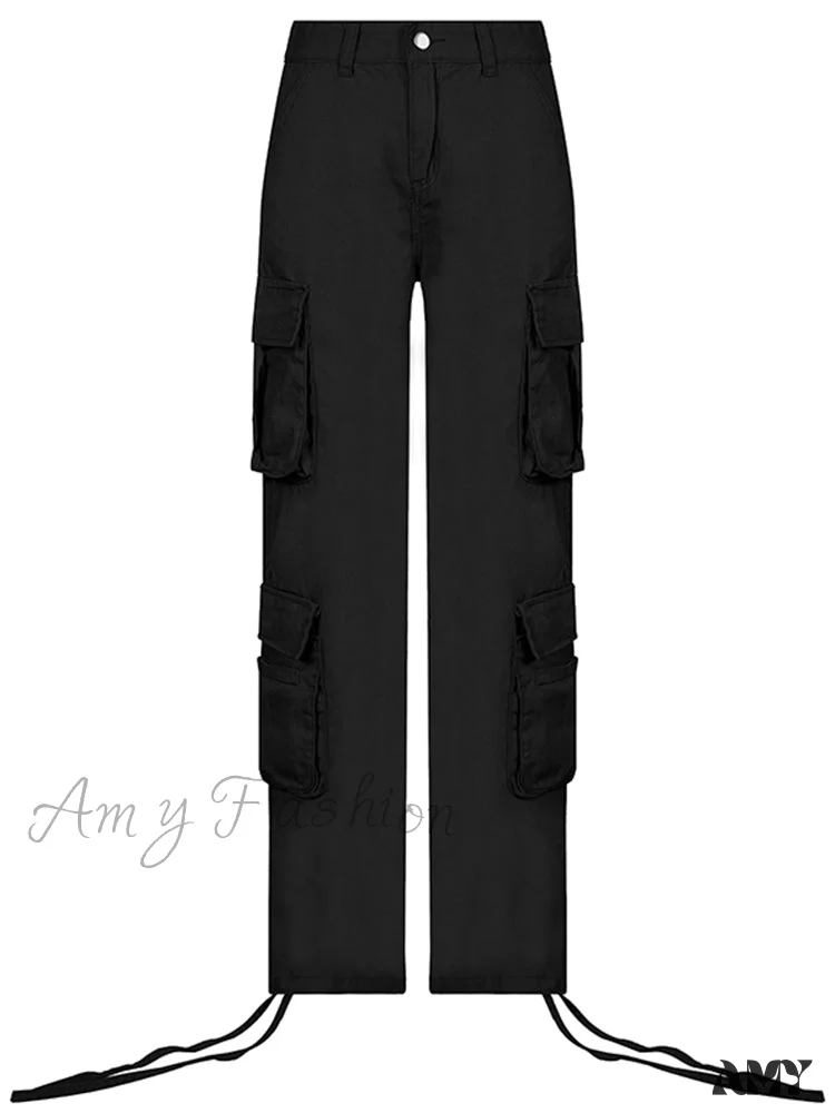 Amy Fashion - Ruched Big Pockets Cargo Jeans - Image 4