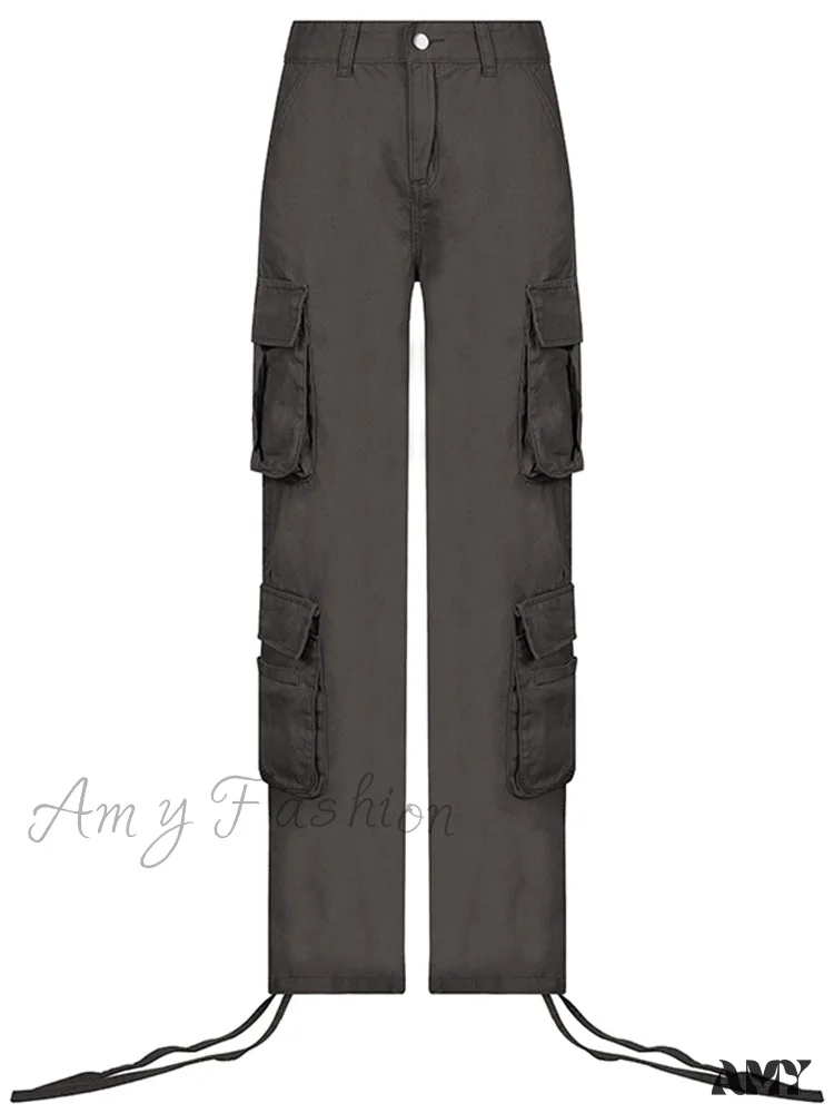 Amy Fashion - Ruched Big Pockets Cargo Jeans - Image 6