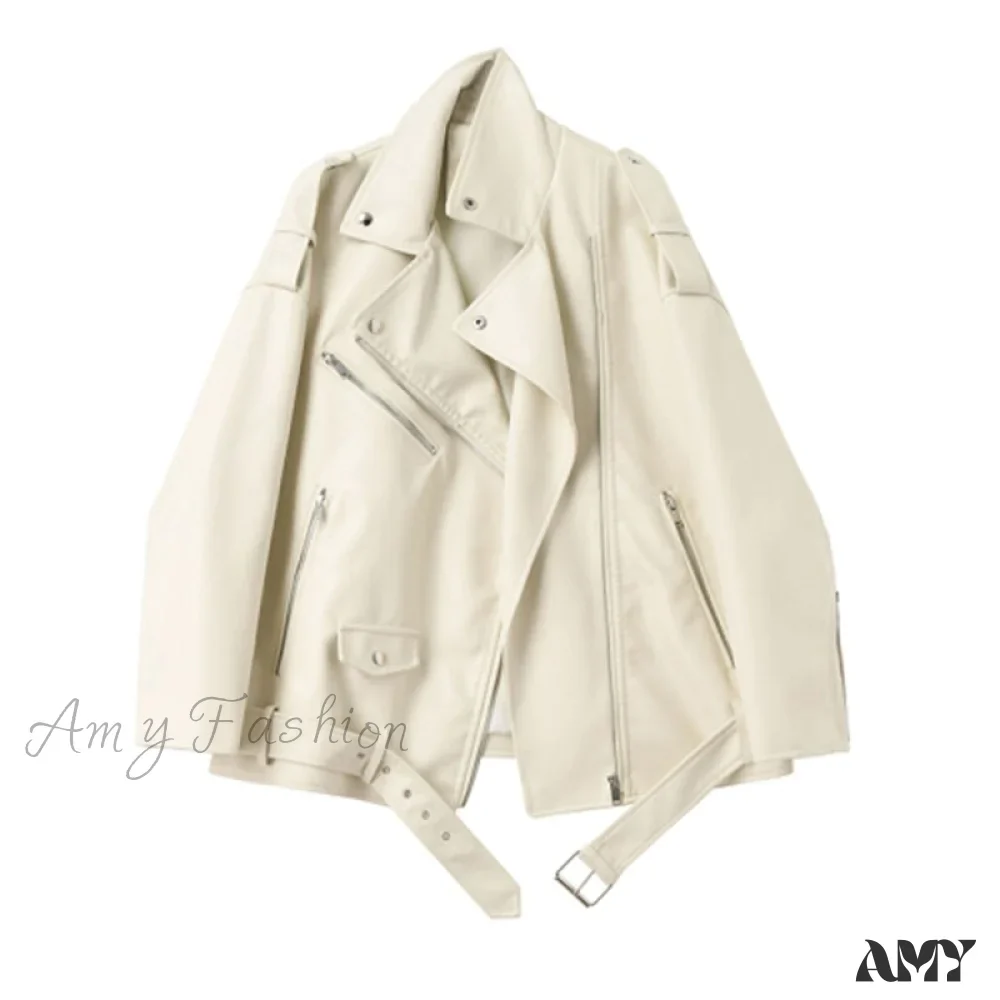 Amy Fashion - Faux Leather Cool Loose Coat - Image 7
