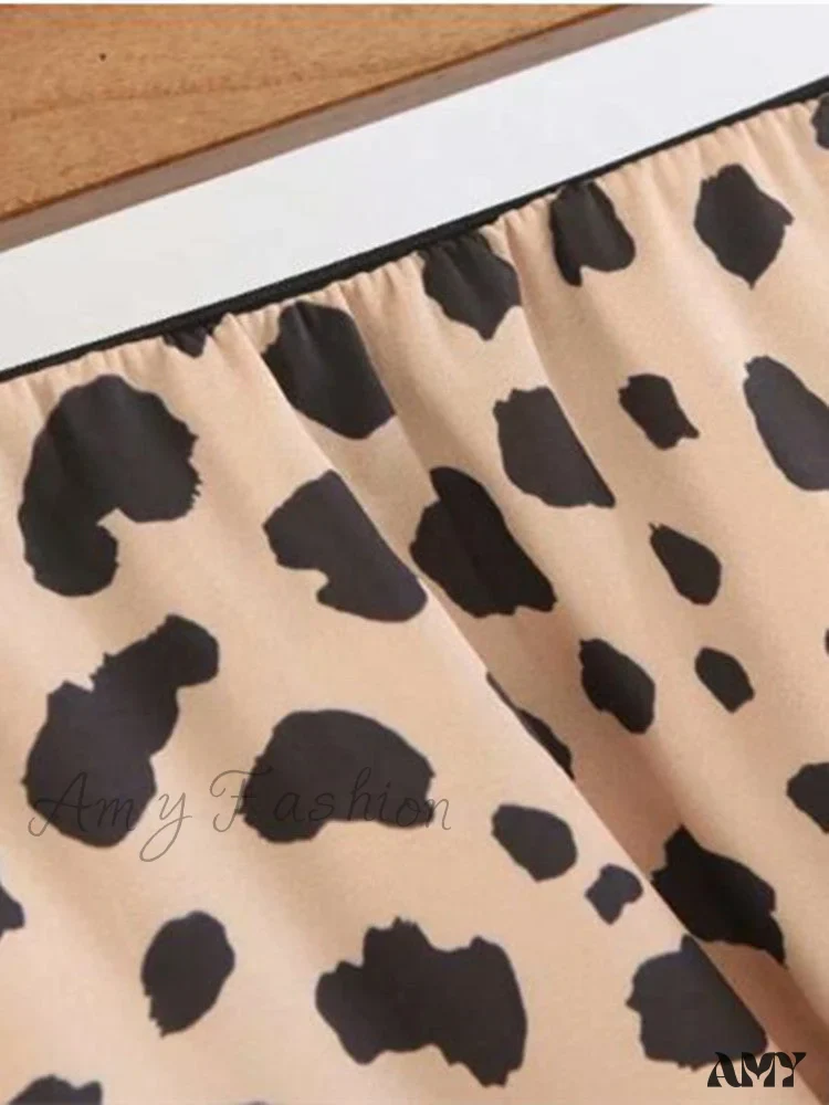Amy Fashion - Retro High Waist Leopard Print Satin Skirt - Image 3