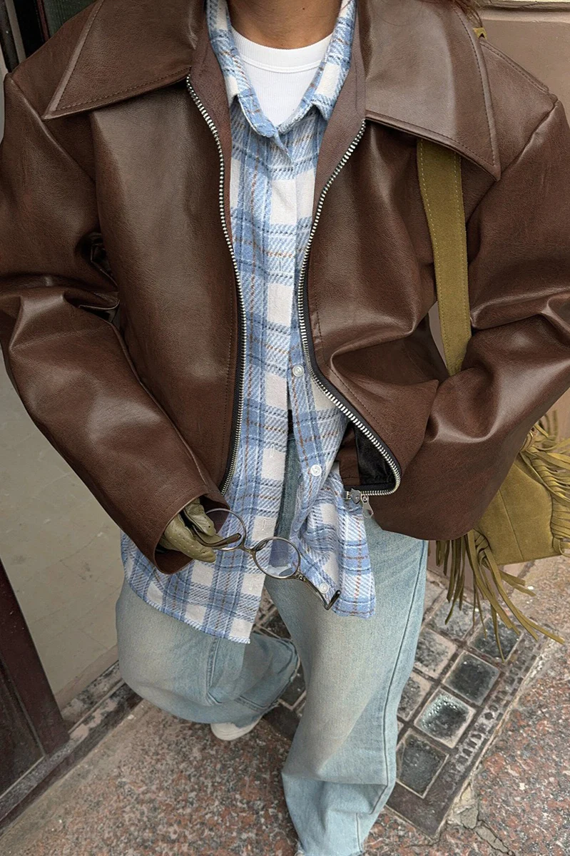Retro Moto Burgundy Matte Leather Jacket - Image 10