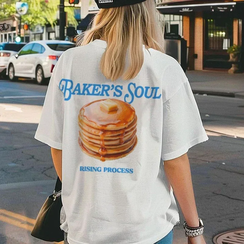Retro Pancake Graphic Oversized T-shirt - Image 2