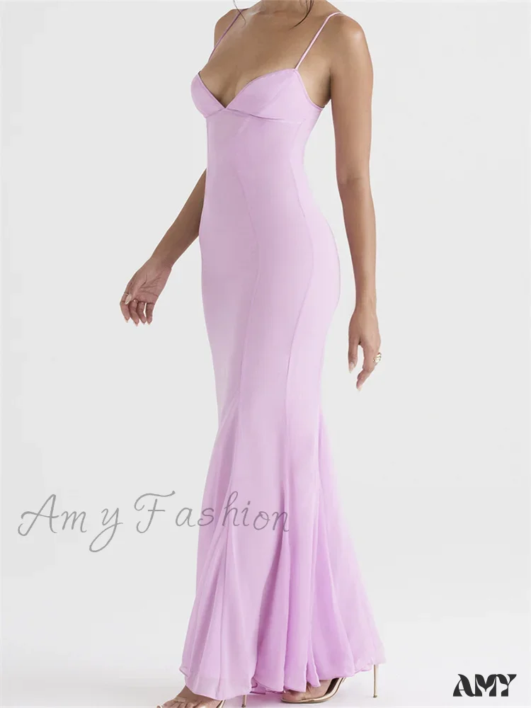 Amy Fashion - Retro Slim Fit  for Women Sleeveless Strap Bodycon Backless V-neck Formal Club Night Summer Vestidos - Image 2