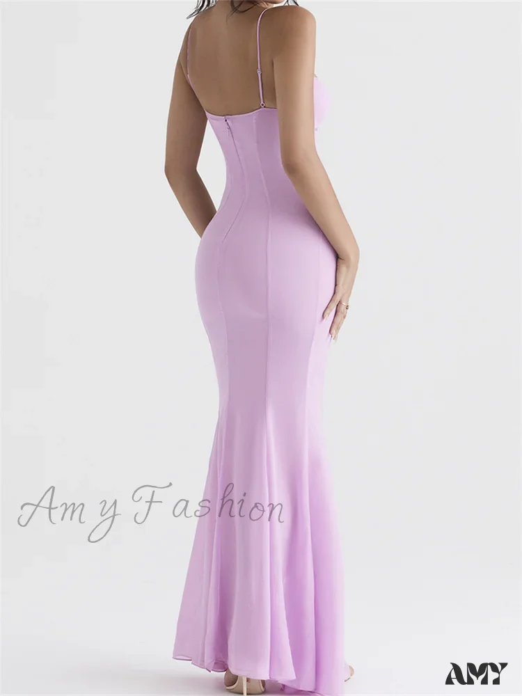 Amy Fashion - Retro Slim Fit  for Women Sleeveless Strap Bodycon Backless V-neck Formal Club Night Summer Vestidos - Image 3