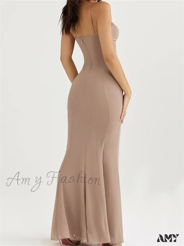 Amy Fashion - Retro Slim Fit  for Women Sleeveless Strap Bodycon Backless V-neck Formal Club Night Summer Vestidos - Image 6