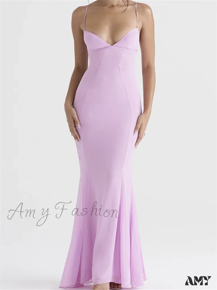 Amy Fashion - Retro Slim Fit  for Women Sleeveless Strap Bodycon Backless V-neck Formal Club Night Summer Vestidos - Image 8
