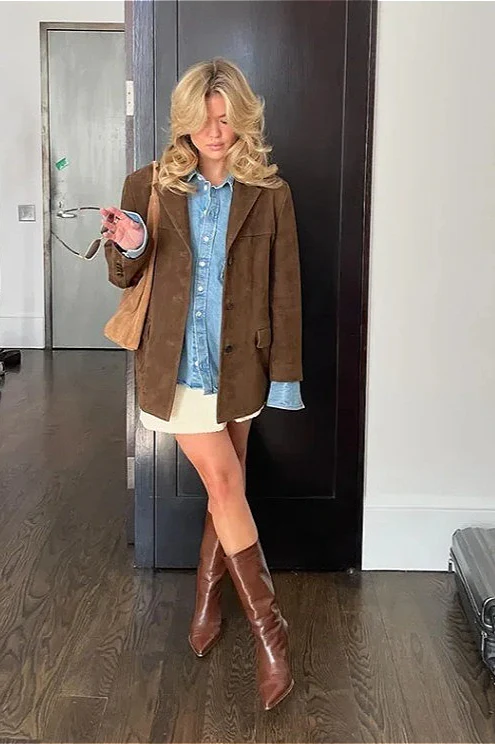 Retro Suede Loose Jacket - Image 5