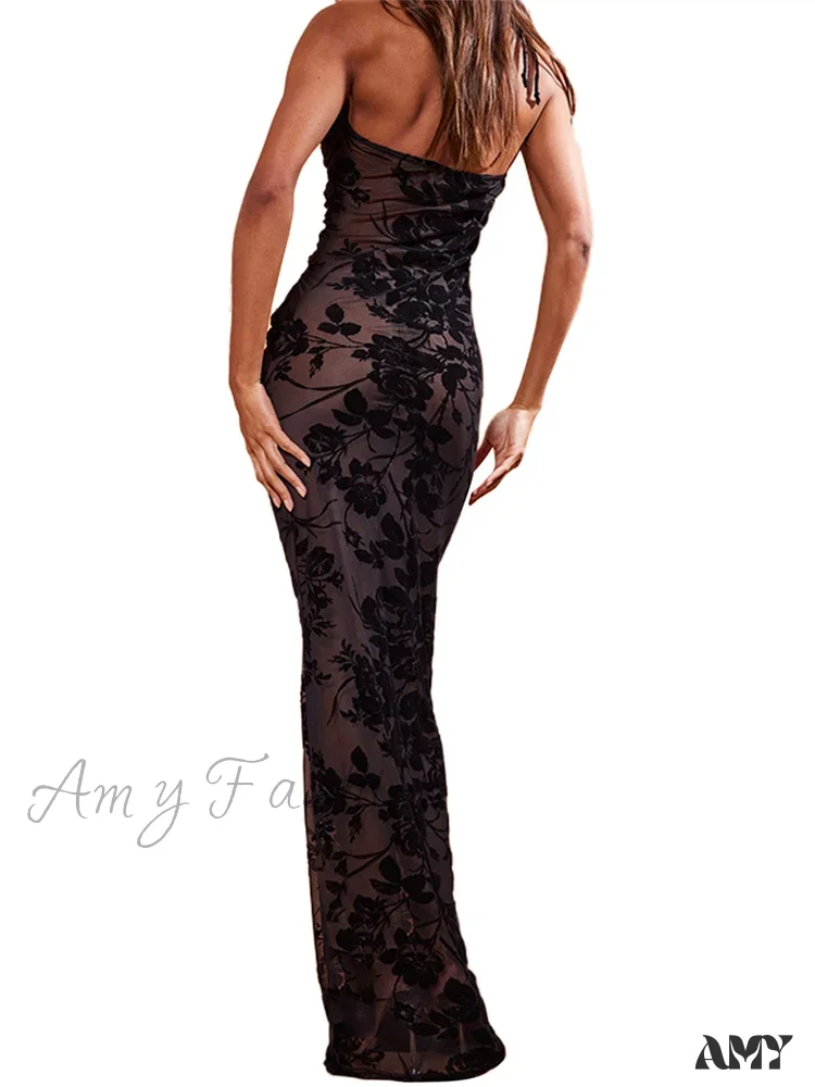 Amy Fashion - Retro Women Y2K Lace See Through  Halter Lace-up Backless Summer  Low Cut V-neck Vestidos Beachwear - Image 2