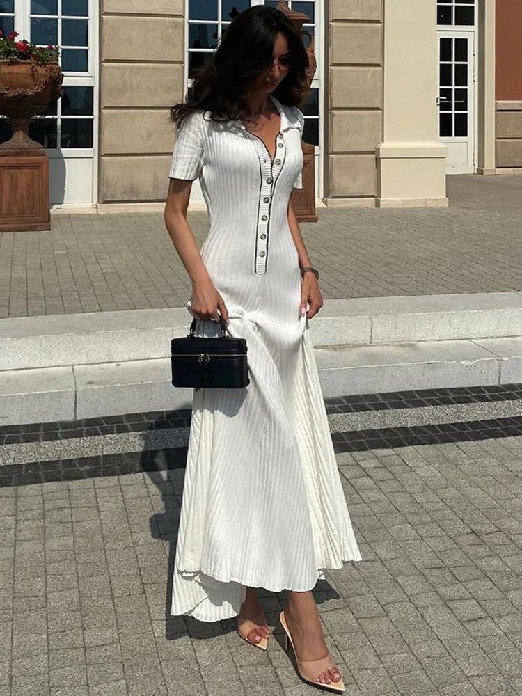 Rib Slim Casual Knit Maxi Dress - Image 3