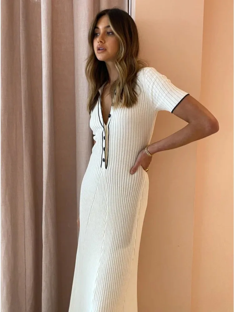Rib Slim Casual Knit Maxi Dress - Image 5