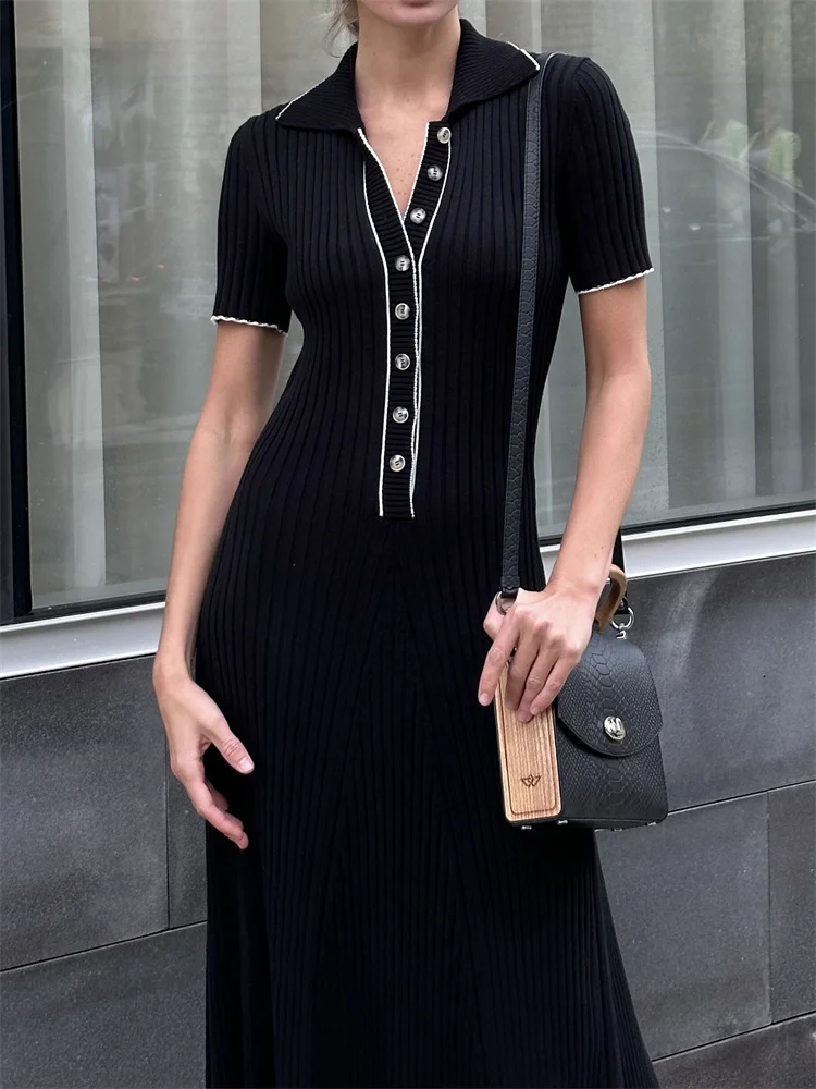 Rib Slim Casual Knit Maxi Dress - Image 8