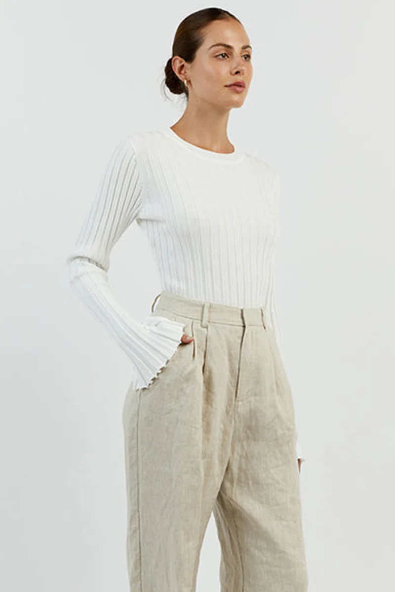 Ribbed Crew Neck Solid Slim Knit Base Layer - Image 3
