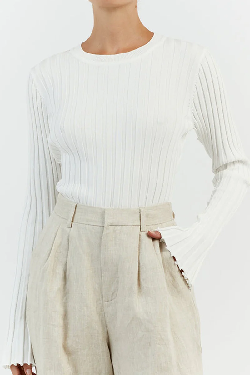 Ribbed Crew Neck Solid Slim Knit Base Layer - Image 4