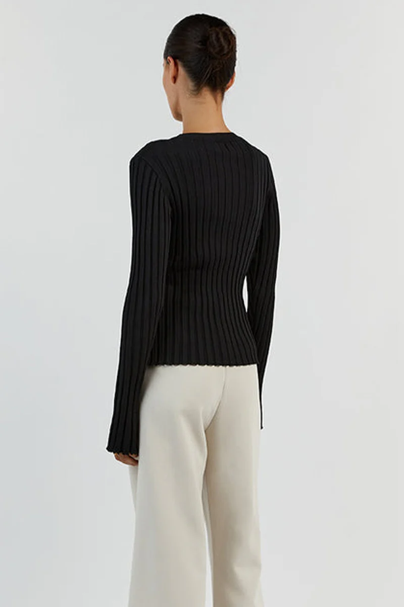 Ribbed Crew Neck Solid Slim Knit Base Layer - Image 6