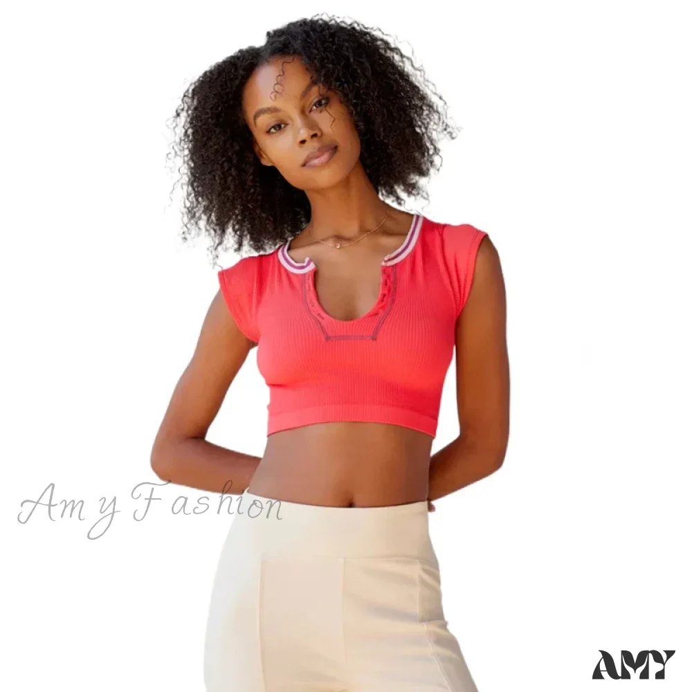 Ribbed V Neck Sleeveless Knitted Striped Aesthetic Summer Streetwear Crop Top - Image 13