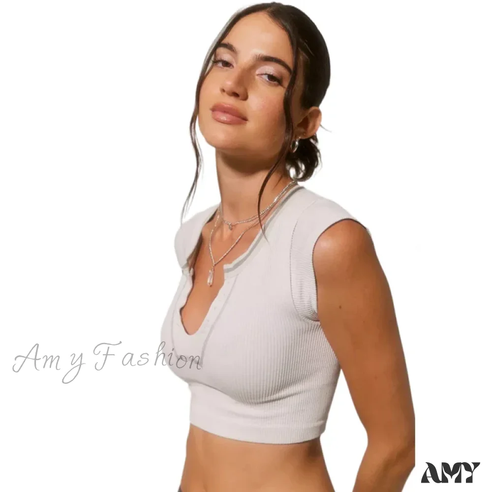 Ribbed V Neck Sleeveless Knitted Striped Aesthetic Summer Streetwear Crop Top - Image 2