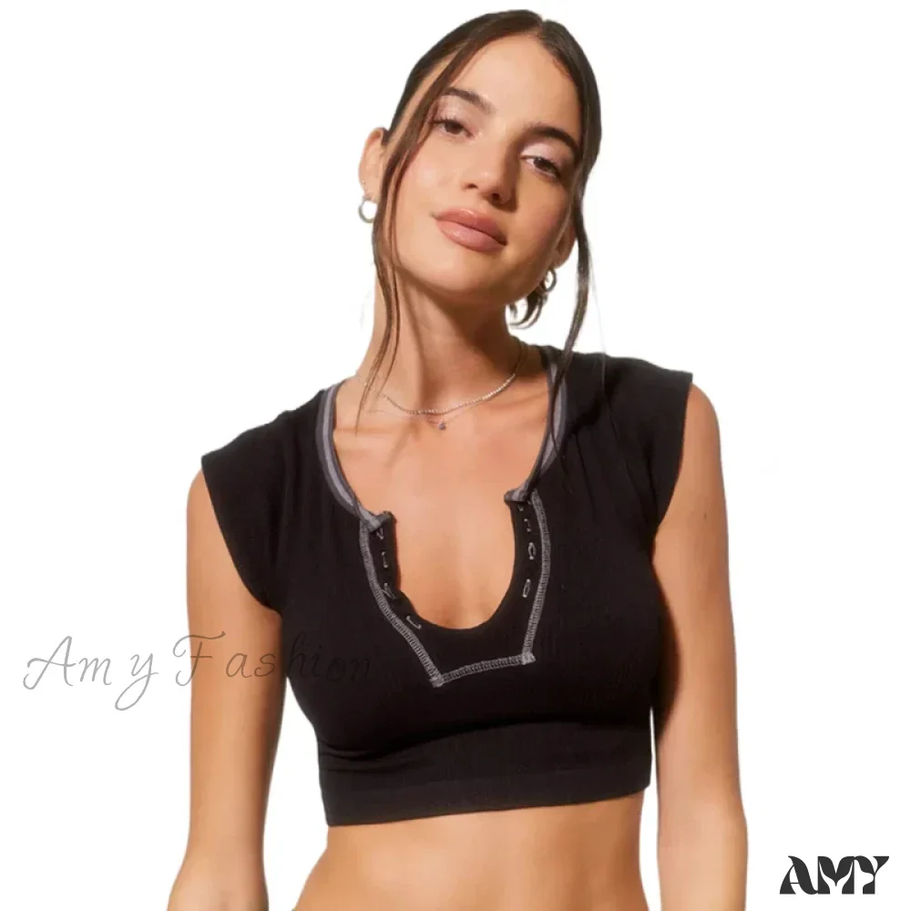 Ribbed V Neck Sleeveless Knitted Striped Aesthetic Summer Streetwear Crop Top - Image 7