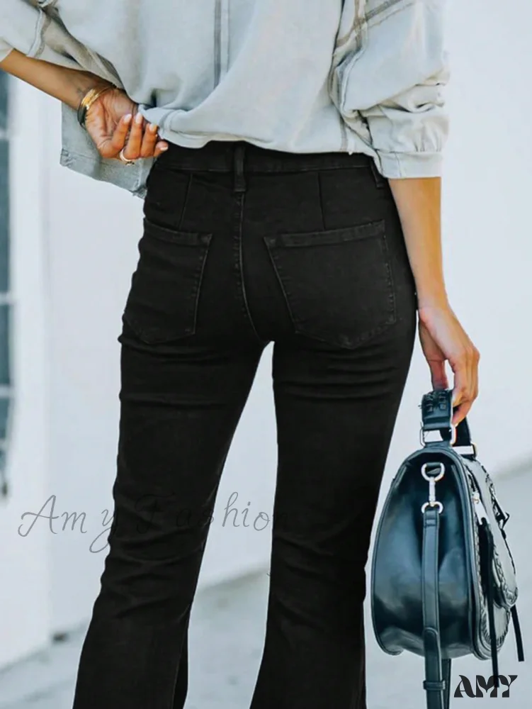 Amy Fashion - Ripped Raw Hem Flare Leg Jeans - Image 4
