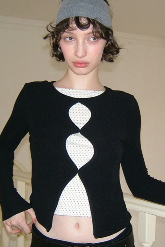 Romantic Cotton Cropped Long Sleeve Fitted Base Layer - Image 2