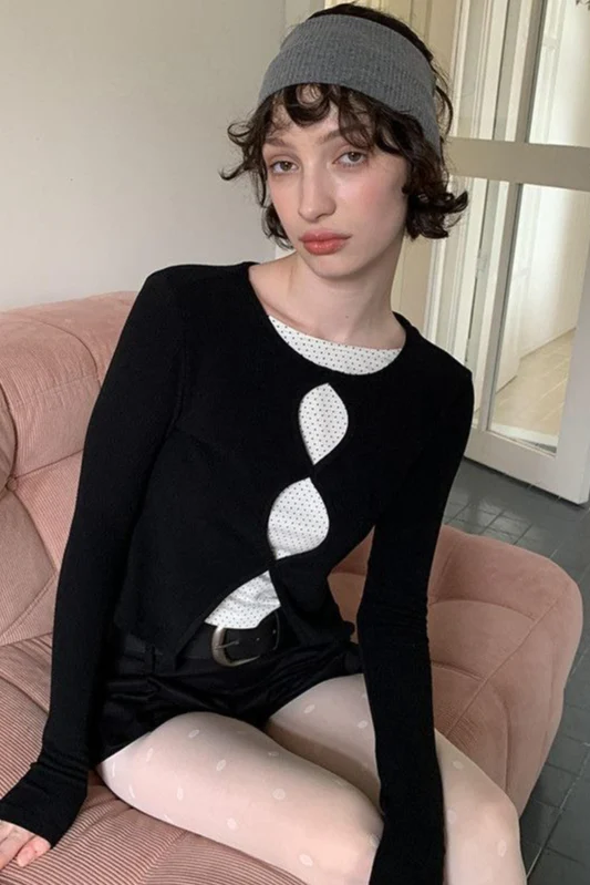 Romantic Cotton Cropped Long Sleeve Fitted Base Layer - Image 3