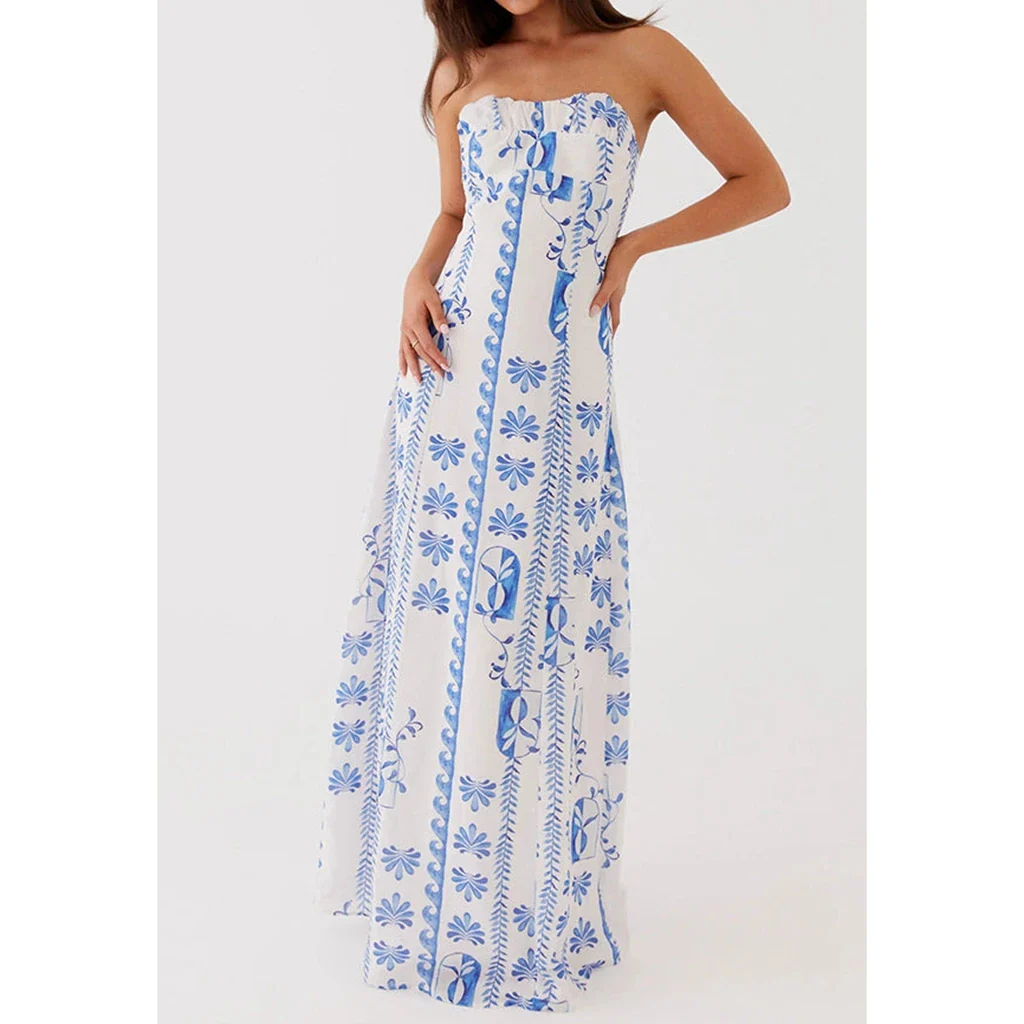 Ruched Floral Off Shoulder A-Line Vacation Dress - Image 4